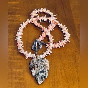Handmade pink shell necklace